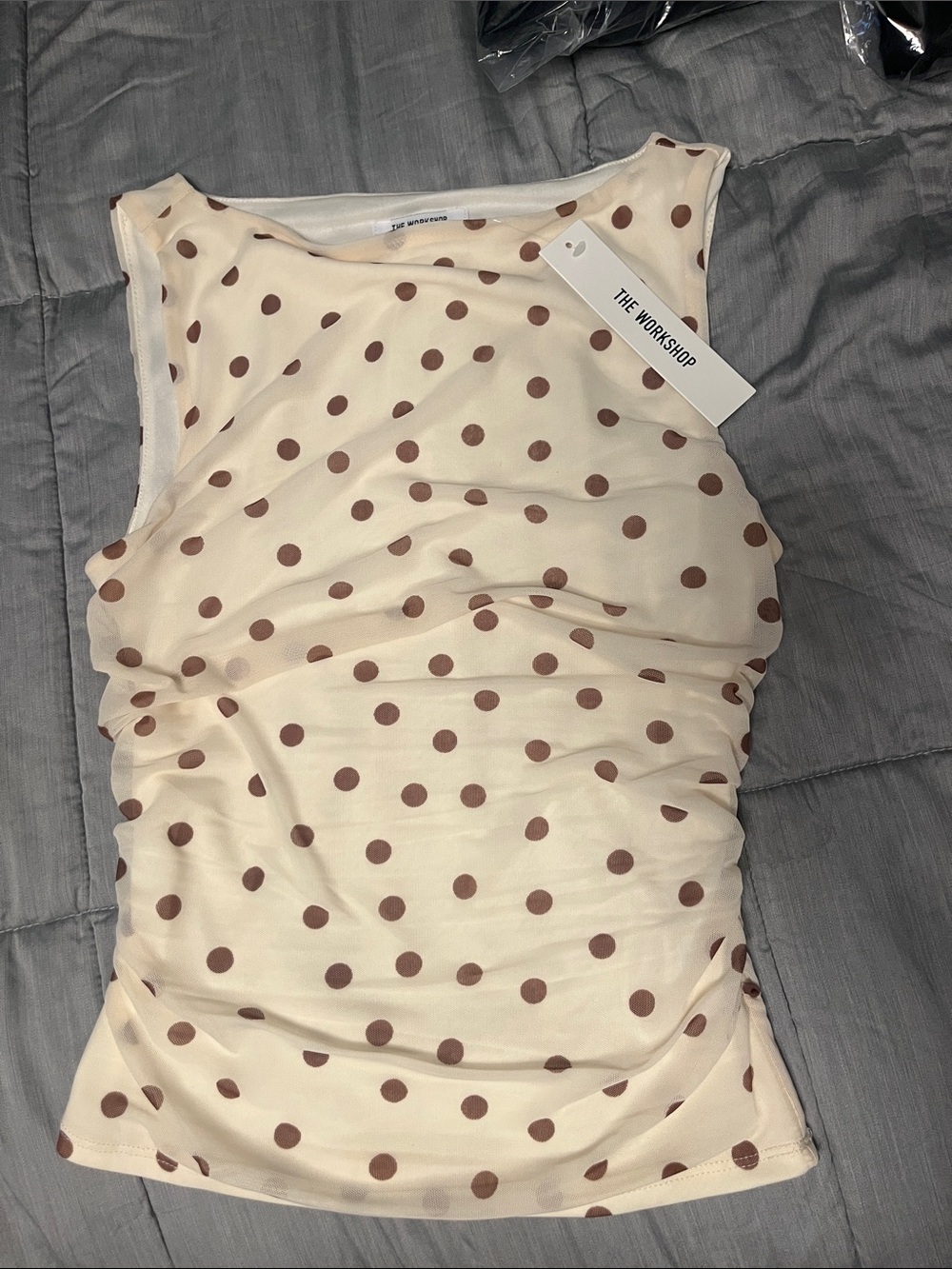 Workshop Republic Clothing Women's Cream Polka Dot Tank Top